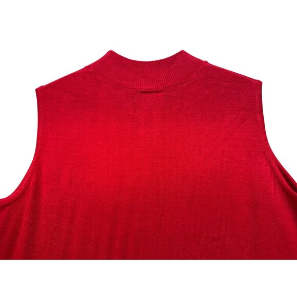 Vintage Designers Originals Sleeveless Knit Sweater Top PLRed Embroidered Holid - Picture 8 of 8